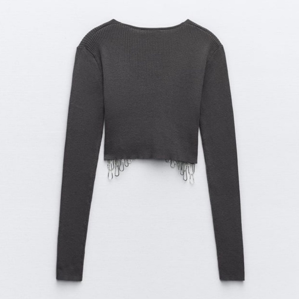 Zara Rhinestone Soft Cropped Top - Picture 7 of 8